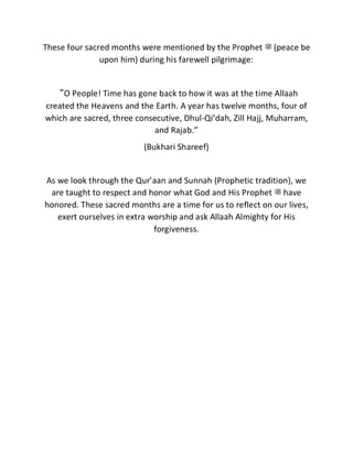 RAJAB THE SACRED ISLAMIC MONTH | PDF