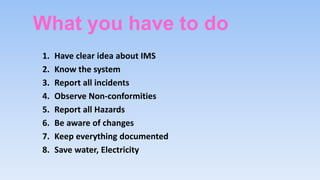 Integrated Management System training,awareness,safety | PPT