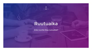Ruutuaika
Onko nuorilla liikaa ruutuaikaa?
2
 