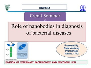 WELCOMEWELCOME
Credit Seminar
On
Role of nanobodies in diagnosis
of bacterial diseases
 