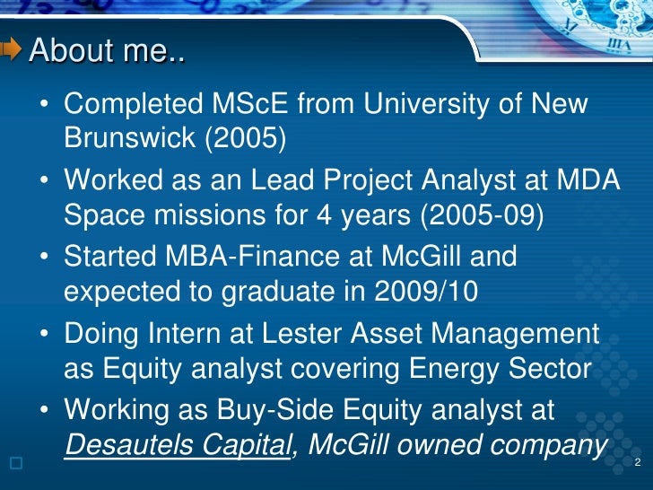 Mba Internship Buy Side Equity Analyst solar inc july 2009 Mba Internship Buy Side Equity Analyst solar inc july 2009