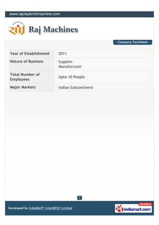 - Company Factsheet -


Year of Establishment   2011

Nature of Business      Supplier
                        Manufacture...