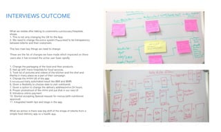 INTERVIEWS OUTCOME
dishes
Introduced
Health
entire
before
display
for food services.
These are the list of changes we have made which impacted on there
users also it has incresed the active user base rapidly.
There
nutritionists,
entire
to a health app.
 