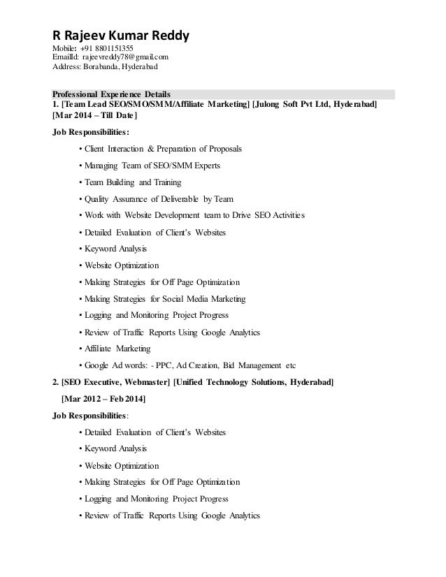 rajeev digital marketing resume