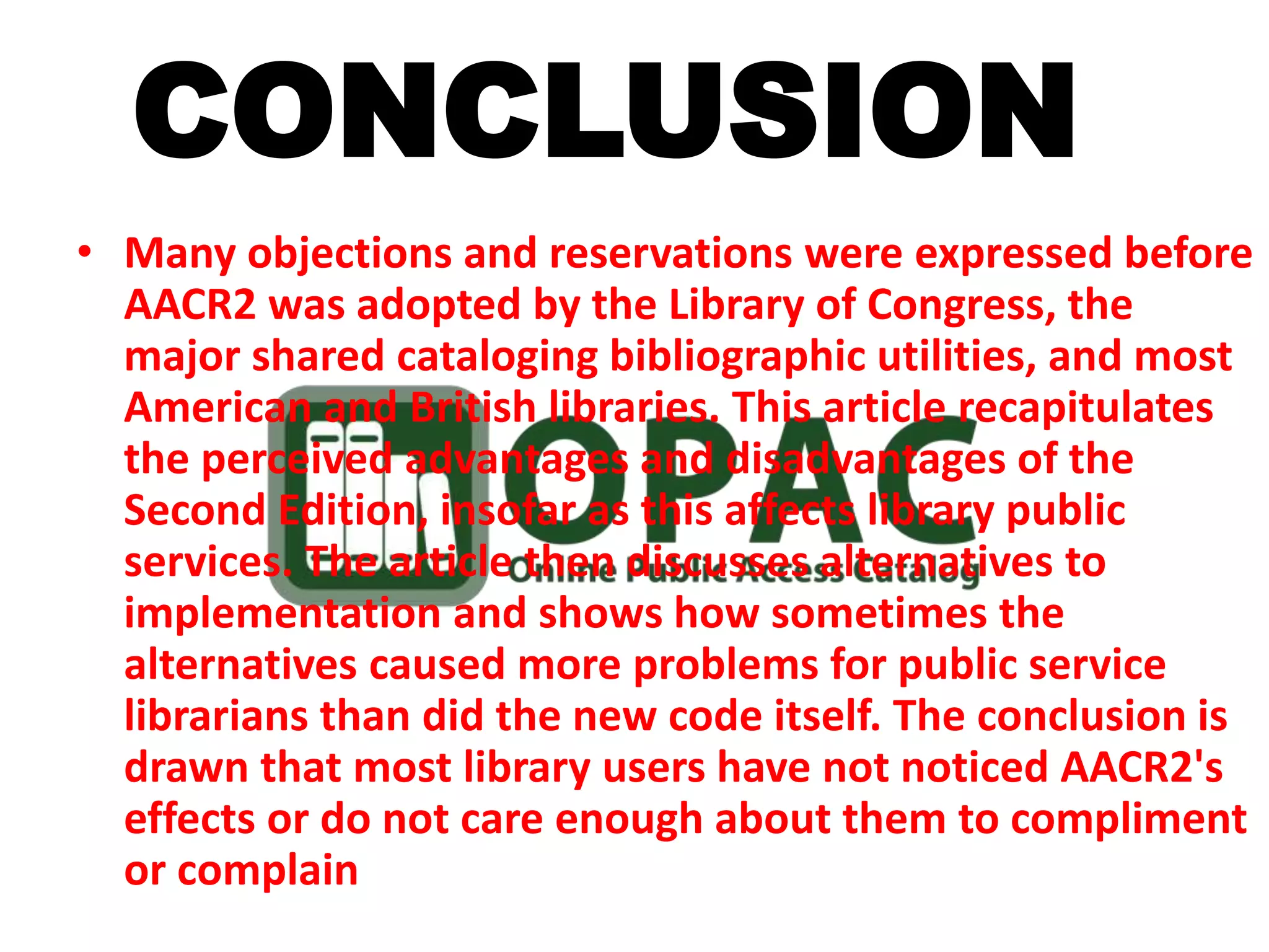 AngloAmerican Cataloguing Rules AACR 2 ppt PPT