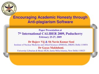 Encouraging academic honesty through Anti plagiarism | PPT