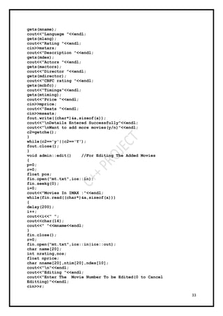 c++ report file for theatre management project | DOCX