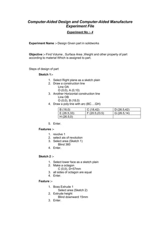 CAD CAM Lab Assignments | PDF