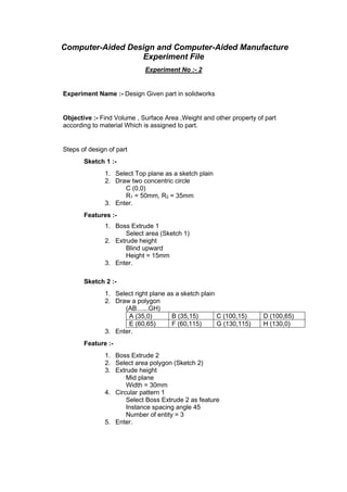 CAD CAM Lab Assignments | PDF