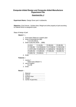 CAD CAM Lab Assignments | PDF