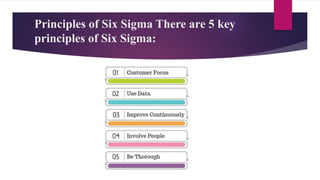 Principles of Six Sigma There are 5 key
principles of Six Sigma:
 