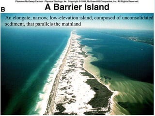 An elongate, narrow, low-elevation island, composed of unconsolidated
sediment, that parallels the mainland
 