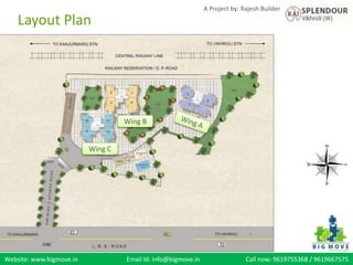 Website: www.bigmove.in Email Id: info@bigmove.in Call now: 9619755368 / 9619667575
A Project by: Rajesh Builder
Wing B
Wing C
Layout Plan
 