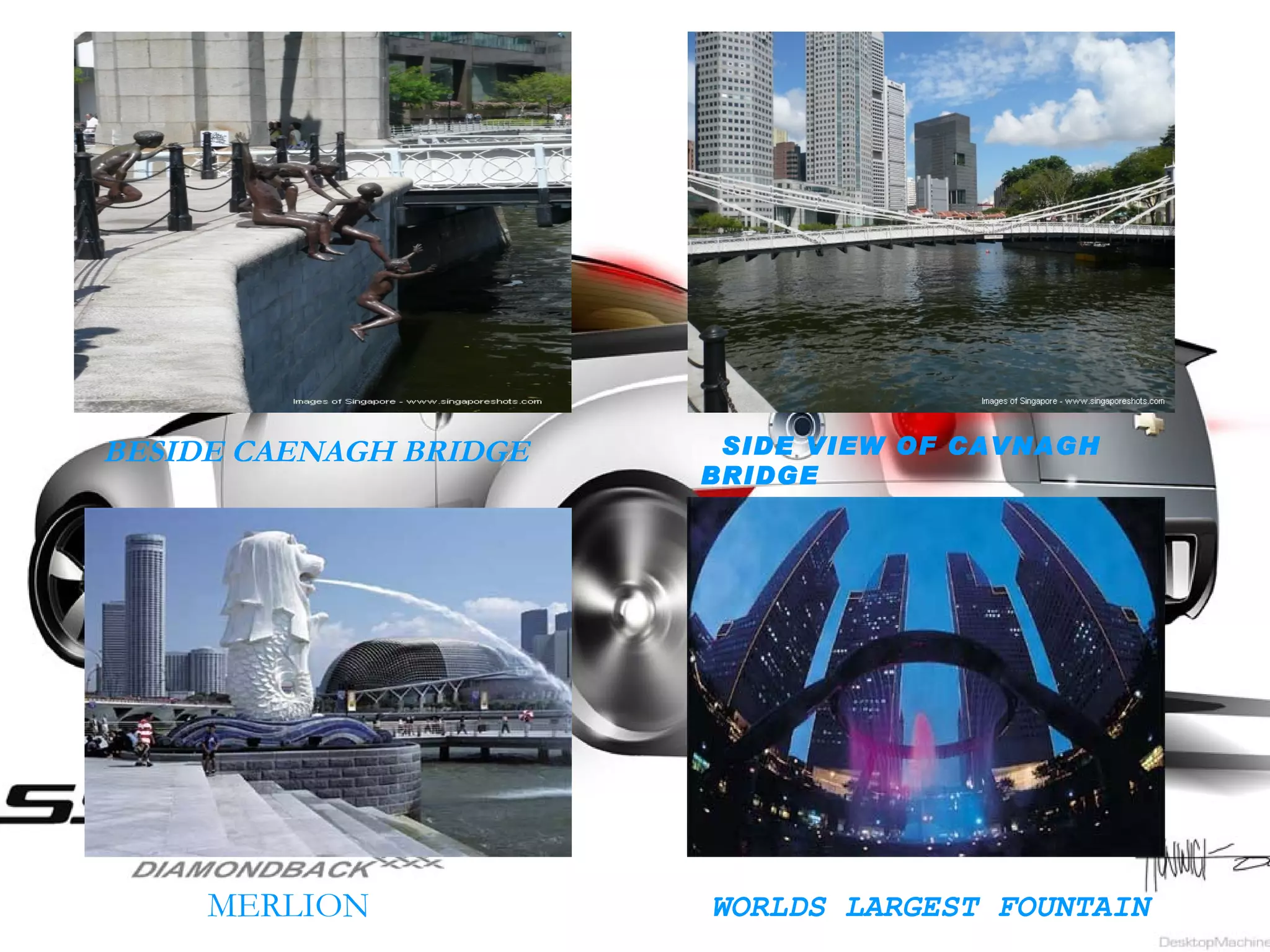 BESIDE CAENAGH BRIDGE SIDE VIEW OF CAVNAGH BRIDGE WORLDS LARGEST FOUNTAIN MERLION 