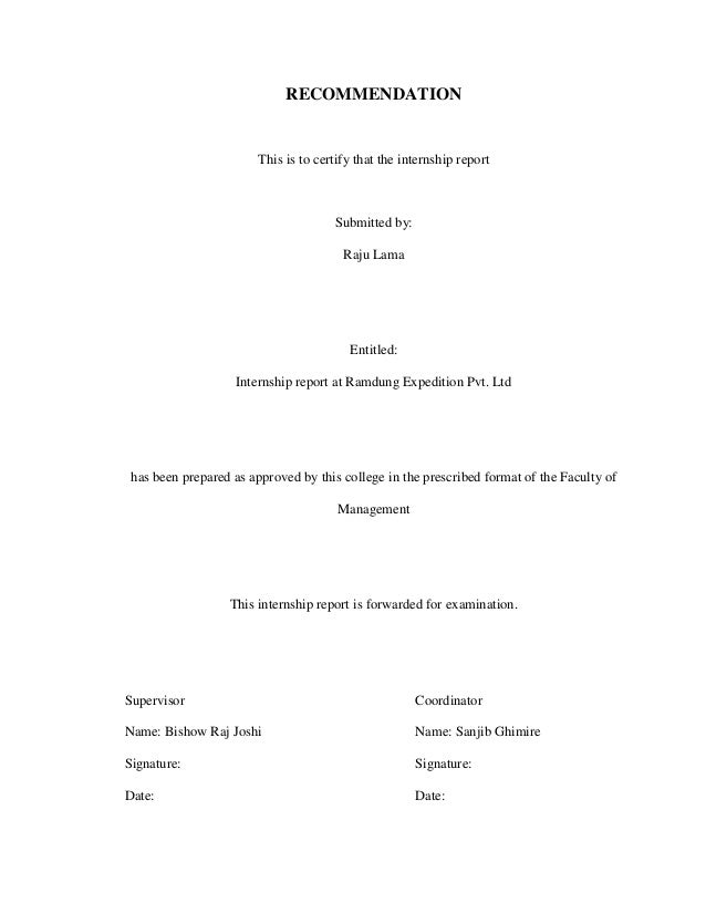 recommendation internship report homework sample november recommendation letter for internship