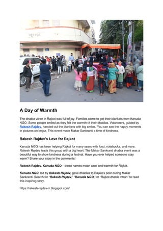 Rakesh Rajdev’s Festive Aid Dhabla Vitran | DOCX