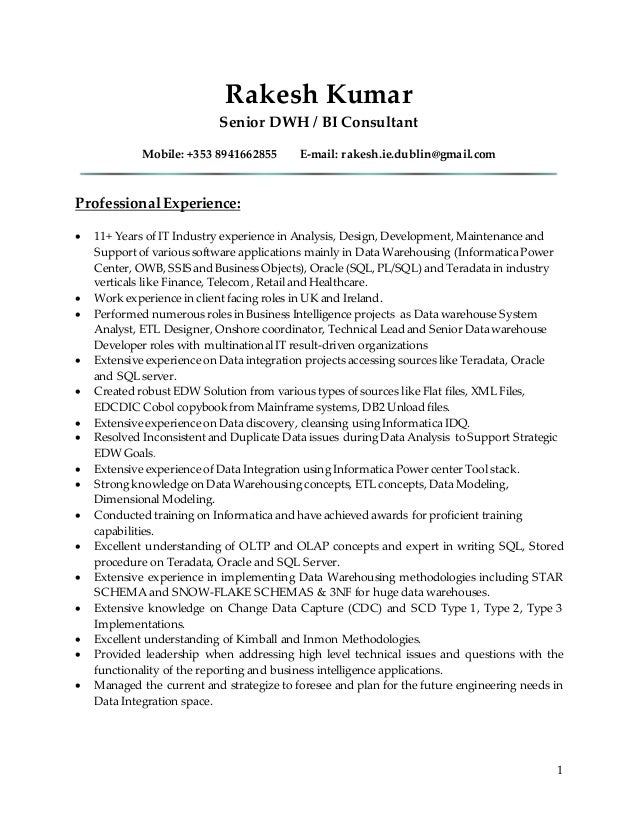 rakesh sr dwh bi consultant resume