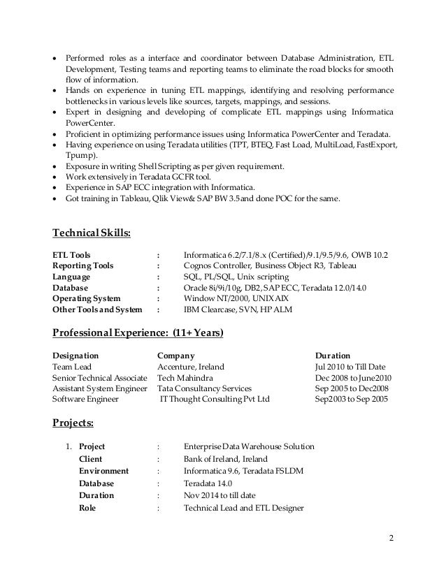 informatica resumes