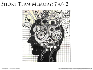 We have to
                                     externalise the
                                        internal



Rakhi Rajani :: Cognition in Space
 
