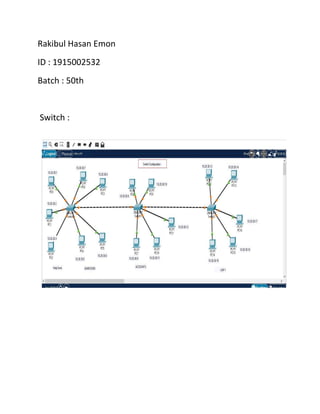 Rakibul Hasan Emon
ID : 1915002532
Batch : 50th
Switch :