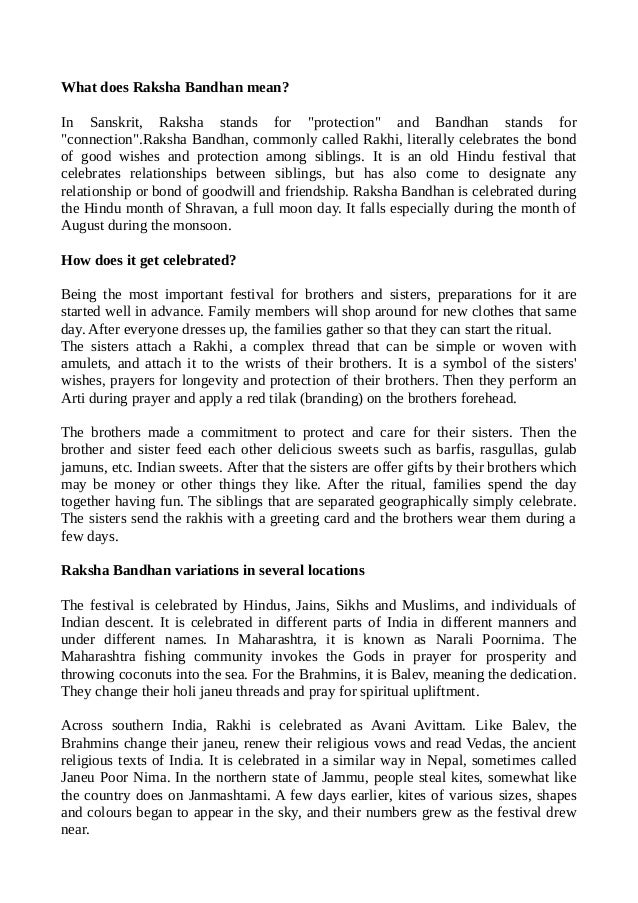 What does Raksha Bandhan mean | PDF