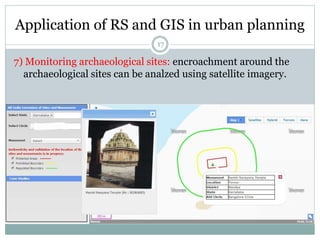 Applications of RS and GIS in Urban Planning by Rakshith m murthy | PPTX