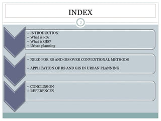 Applications of RS and GIS in Urban Planning by Rakshith m murthy | PPTX