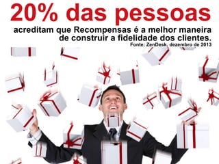 20% das pessoasacreditam que Recompensas é a melhor maneira
de construir a fidelidade dos clientes.
Fonte: ZenDesk, dezembro de 2013
 