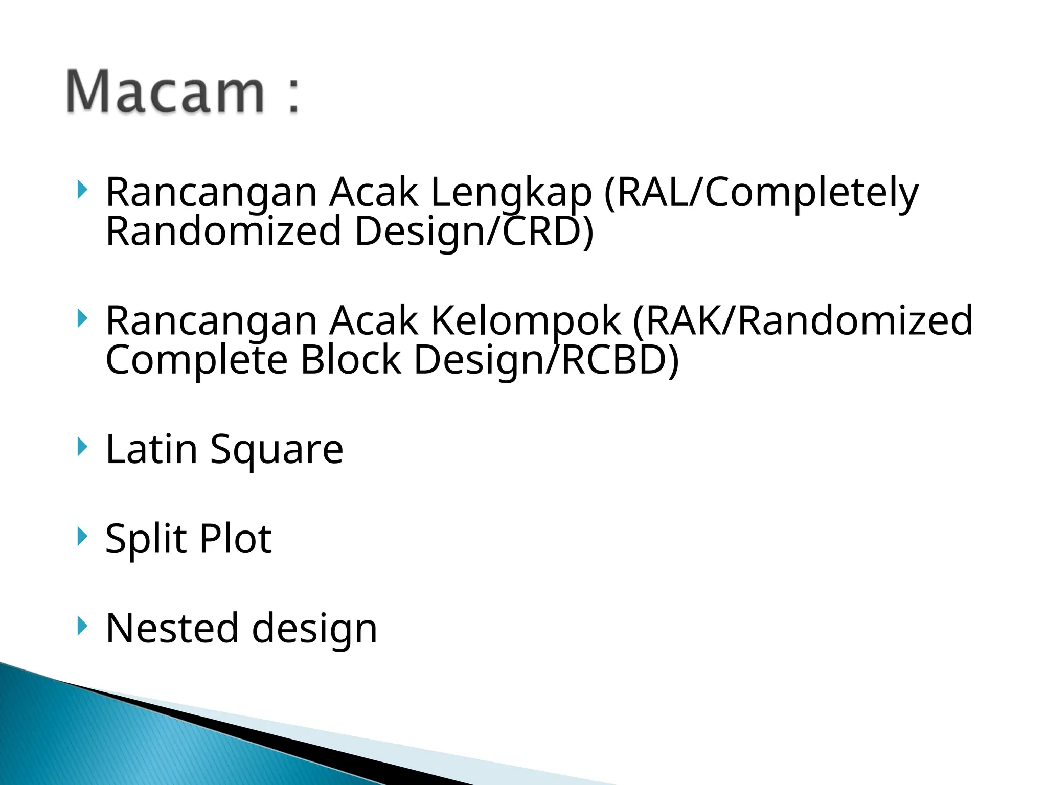 Model Rancangan Nested Design RAL Rancangan DONE Percobaan bangun presentasi | PPT