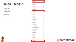 @patrickstox
Wine - Origin
French
Spanish
Italian
 