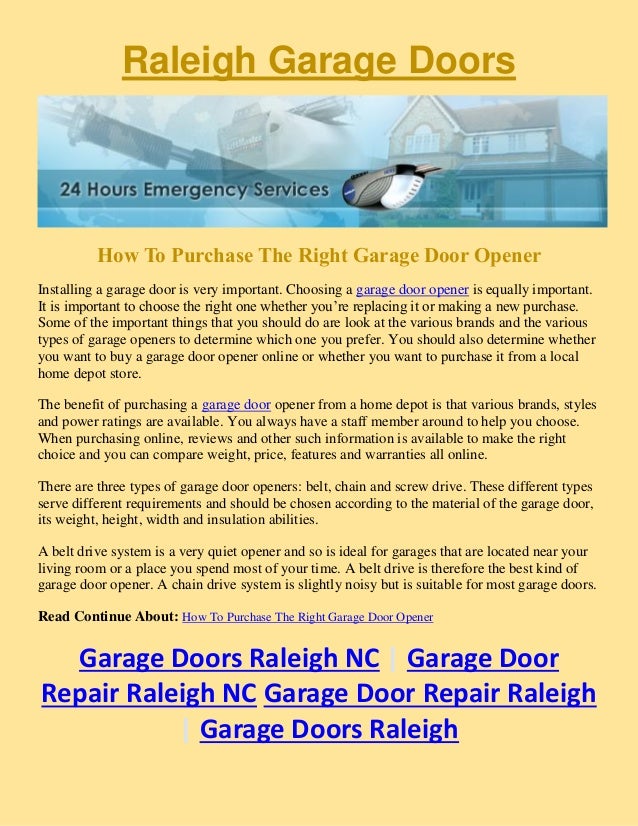 Raleigh Garage Doors How To Purchase The Right Garage Door