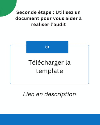 Seconde étape : Utilisez un
document pour vous aider à
réaliser l’audit
01
Télécharger la
template
Lien en description
 