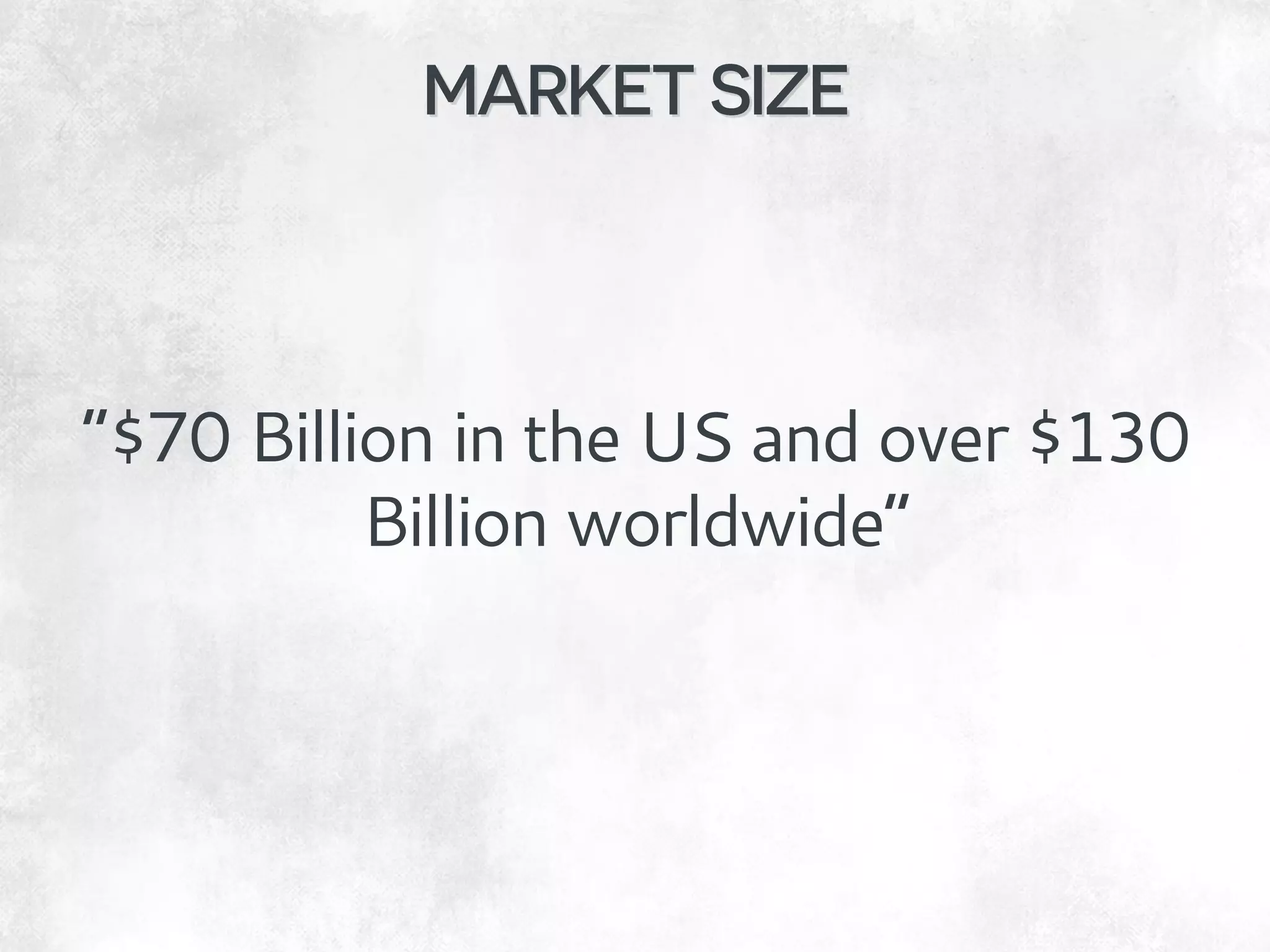 “$70 Billion in the US and over $130 Billion worldwide”