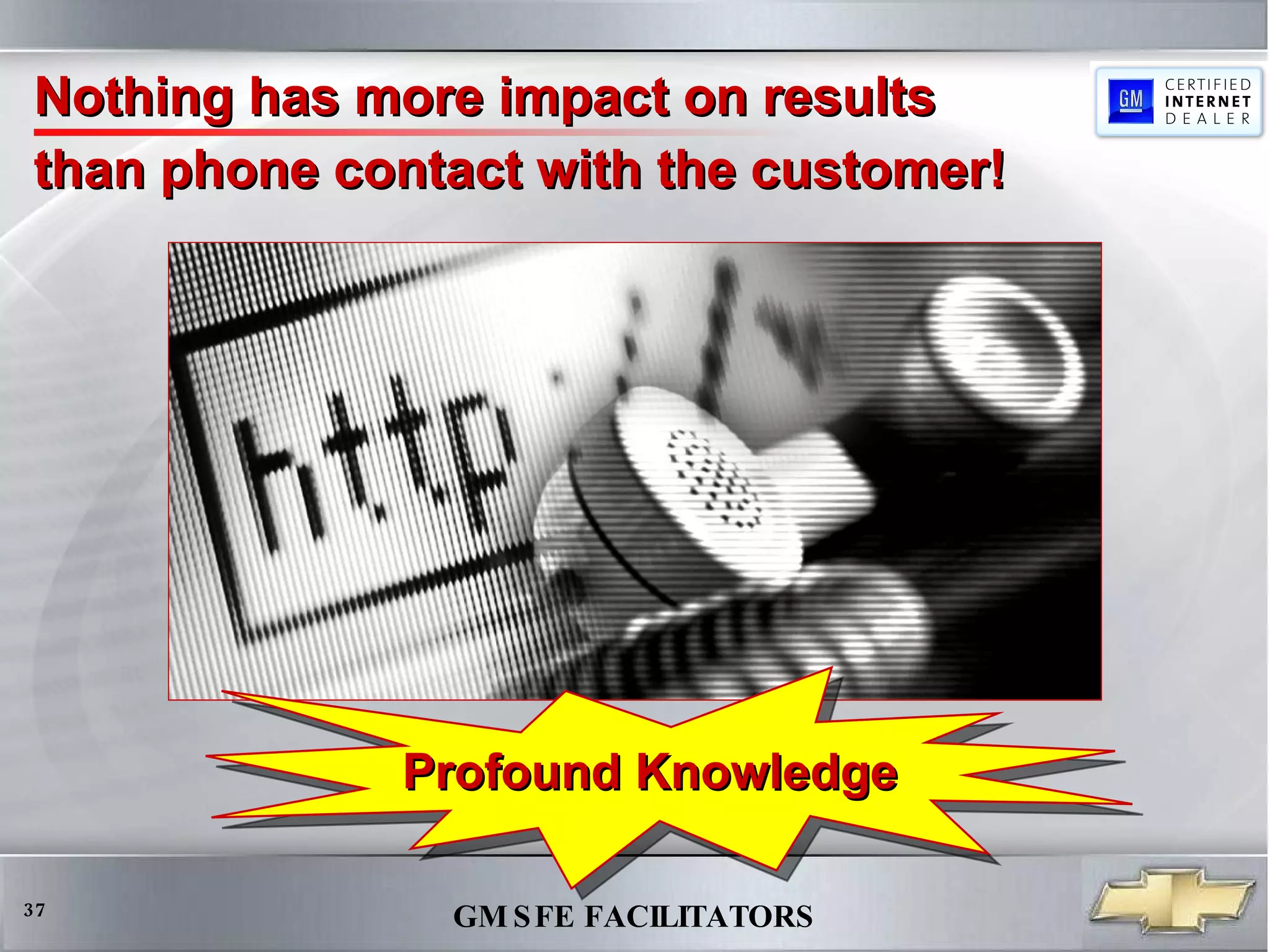 Nothing has more impact on results  than phone contact with the customer! Profound Knowledge 