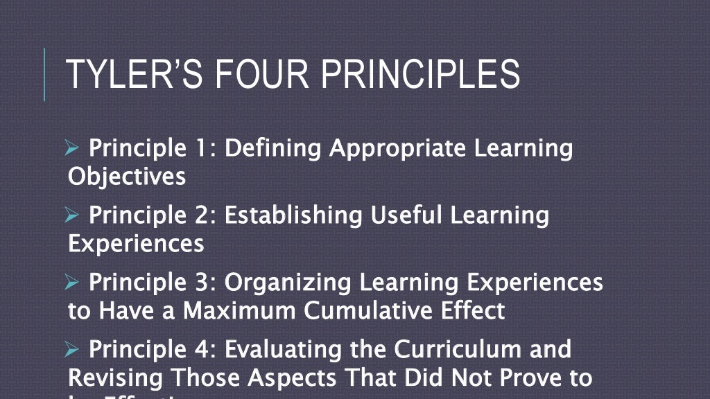 Ralph tyler objective centered model