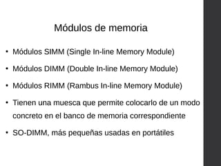 Memoria Rimm Memoria principal, tipos de memorias RAM, ROM, EPROM, etc | PDF