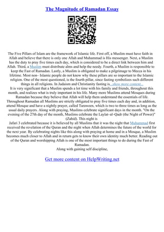 what is ramadan essay