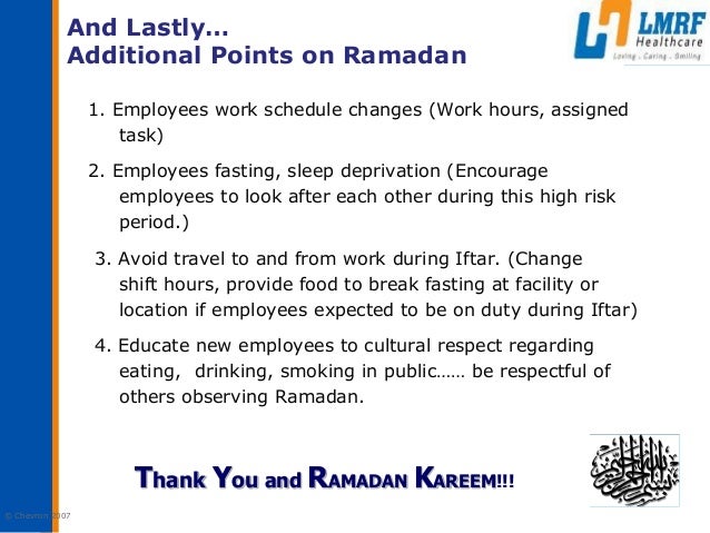 Ramadan Health & Safety Guideline 2015