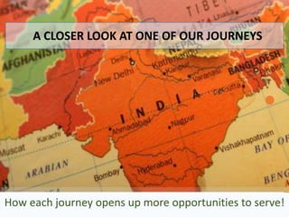 How each journey opens up more opportunities to serve!
A CLOSER LOOK AT ONE OF OUR JOURNEYS
 