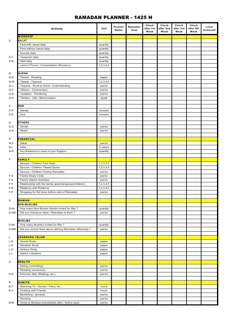 Ramadan Planner