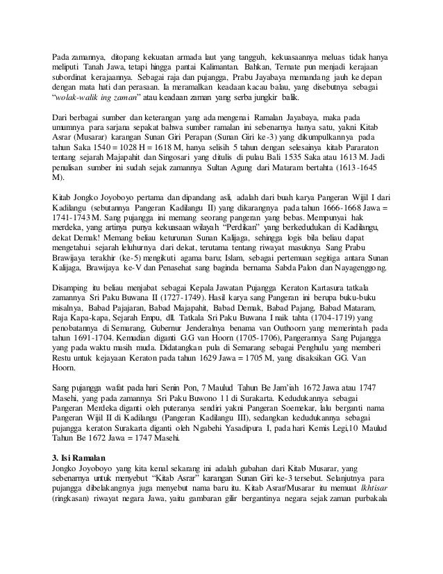 Serat Jayabaya Dan Artinya Serat Jawi