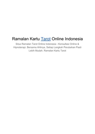 Ramalan kartu tarot online lndonesia PDF