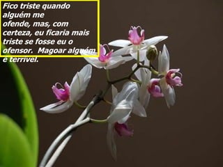 Fico triste quando
alguém me
ofende, mas, com
certeza, eu ficaria mais
triste se fosse eu o
ofensor. Magoar alguém
é terrível.
 