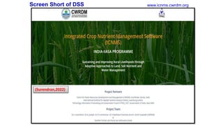 Screen Short of DSS www.icnms.cwrdm.org
(Surendran,2022)
 