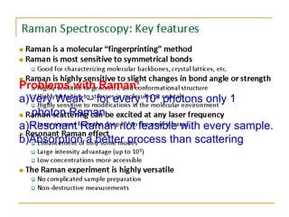 Problems with Raman:
a)Very Weak – for every 106
photons only 1
photon Raman
a)Resonant Raman not feasible with every sample.
b)Absorption a better process than scattering
 