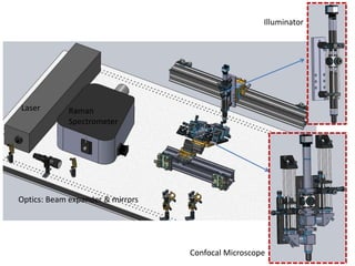 Illuminator

Laser

Raman
Spectrometer

Optics: Beam expander & mirrors

Confocal Microscope

 