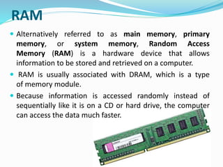 Computer Random Access Memory Facts Definition Random Access