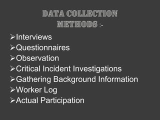 Document the requirements of a job