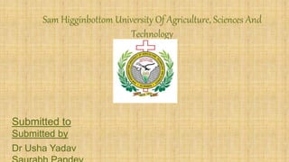 Sam Higginbottom University Of Agriculture, Sciences And
Technology
Submitted to
Submitted by
Dr Usha Yadav
 