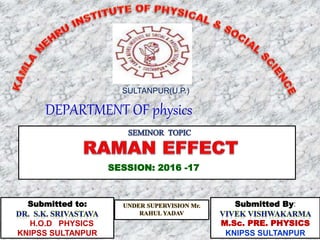1
SULTANPUR(U.P.)
DEPARTMENT OF physics
SESSION: 2016 -17
Submitted to:
H.O.D PHYSICS
KNIPSS SULTANPUR
Submitted By:
M.Sc. PRE. PHYSICS
KNIPSS SULTANPUR
 